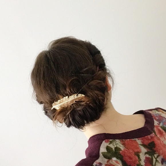 Foxburrow Accessories - LAST ONE Gold Feather Hair Clip Barette